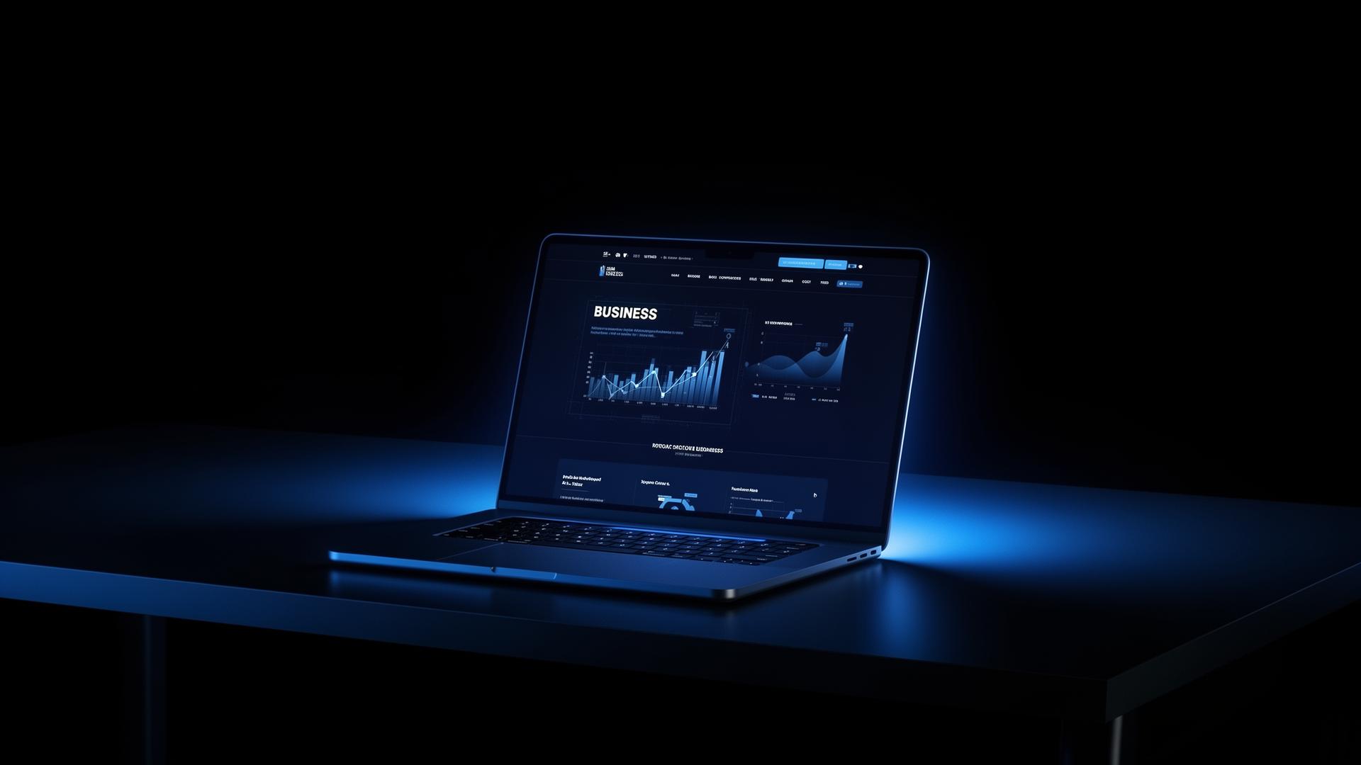 Site profissional em laptop com identidade premium